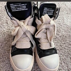 Stylish Black and White High-Top Sneakers